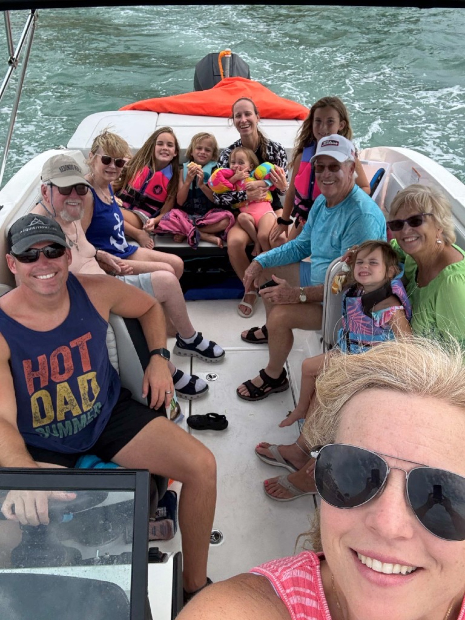 Family on the boat for a summer day on the water